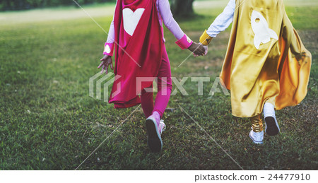 Superheroes Kids Friends Playing Togetherness Fun Concept Superheroes Kids Friends Playing Togetherness Fun Concept 24477910