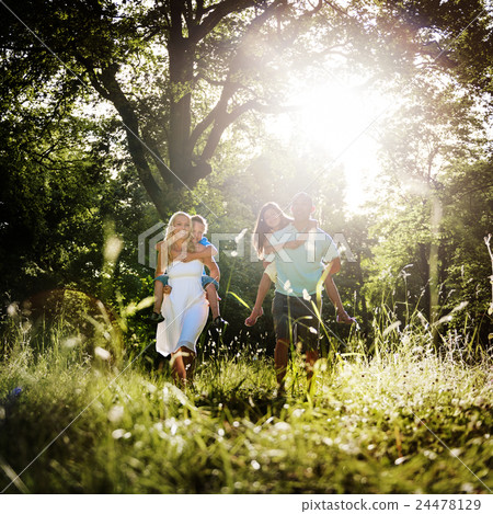 Family Playing Outdoors Children Autumn Concept 24478129