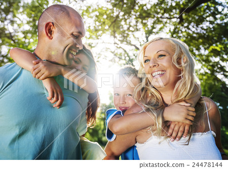 Family Playing Outdoors Children Autumn Concept 24478144