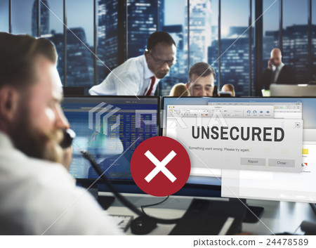 Unsecured Virus Detected Hack Unsafe Concept 24478589