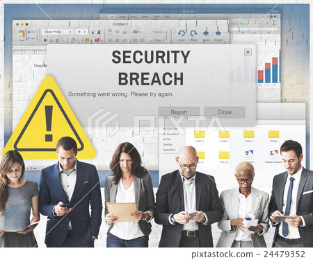 Security Breach Cyber Attack Computer Crime Password Concept 24479352