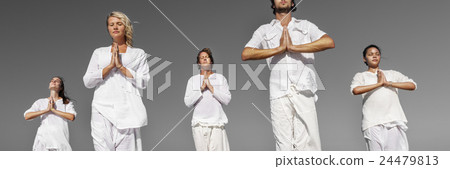 People Yoga Meditation Beach Nature Peaceful Concept 24479813