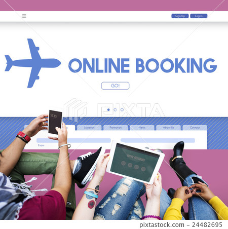 Online Booking Traveling Plane Flight Concept Online Booking Traveling Plane Flight Concept 24482695