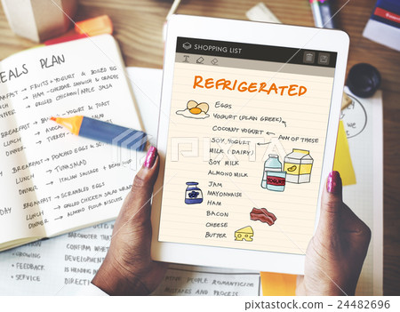 Refrigerated Shopping List Objects Concept Refrigerated Shopping List Objects Concept 24482696