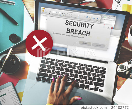 Security Breach Cyber Attack Computer Crime Password Concept Security Breach Cyber Attack Computer Crime Password Concept 24482772