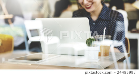 Casual Woman Cafe Social Media Relax Concept Casual Woman Cafe Social Media Relax Concept 24483993