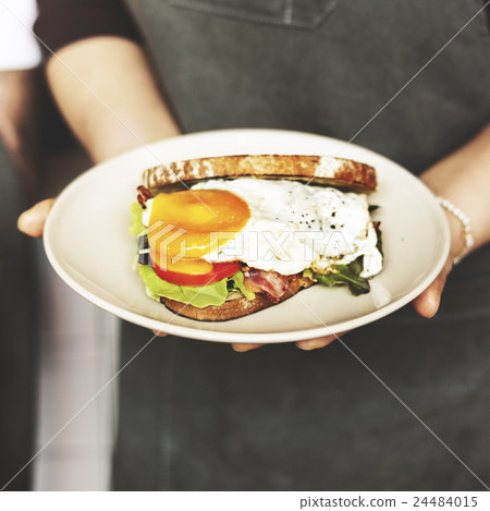 Sandwich Breakfast Waiter Serving Service Concept Sandwich Breakfast Waiter Serving Service Concept 24484015