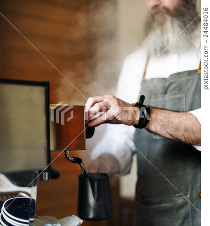 Barista Prepare Coffee Working Order Concept Barista Prepare Coffee Working Order Concept 24484016
