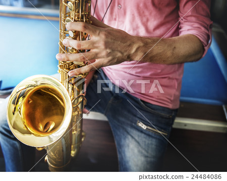Jazzman Musical Artist Playing Saxophone Concept 24484086