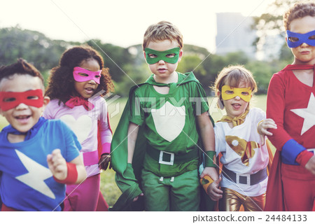 Superheroes Kids Friends Playing Togetherness Fun Concept 24484133
