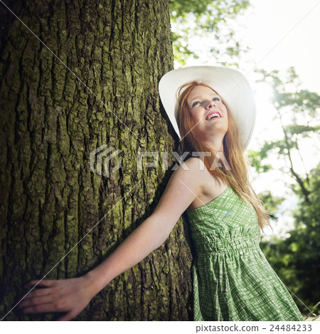 Woman Beautiful Nature Outdoors Fun Relaxation Concept 24484233