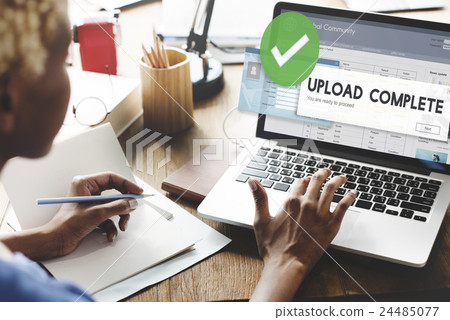 Upload Complete Data Uploading Submit Technology Concept Upload Complete Data Uploading Submit Technology Concept 24485077