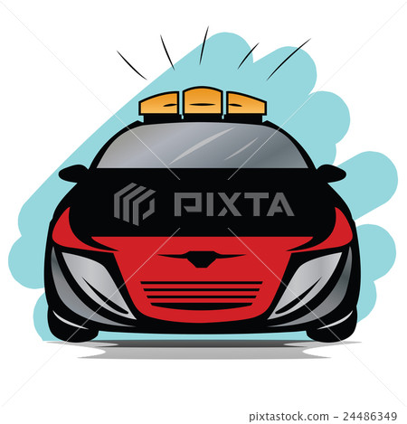 Police Car Vector Illustration, Front view Police Car Vector Illustration, Front view 24486349
