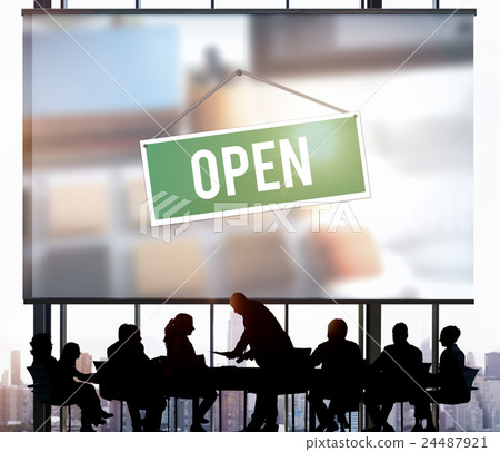 Open Sign Banner Welcome Notice Concept Open Sign Banner Welcome Notice Concept 24487921
