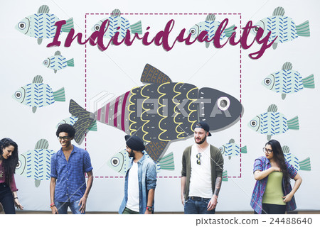 Individuality Unique Different Fish Graphic Concept Individuality Unique Different Fish Graphic Concept 24488640