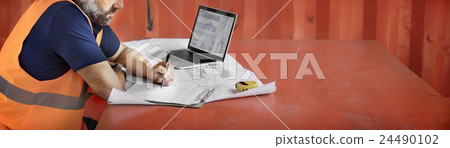Construction Worker Planning Constractor Developer Concept 24490102