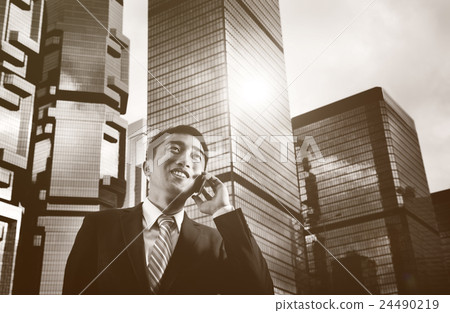 Businessman Communication Connection Citylife Concept Businessman Communication Connection Citylife Concept 24490219