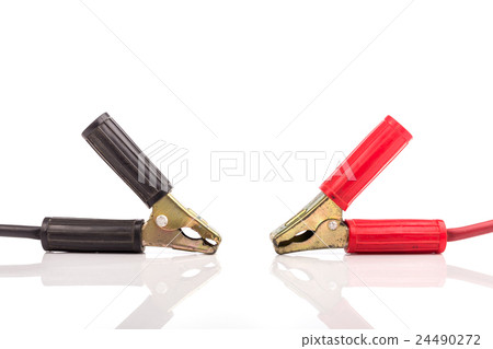 Car battery jump start set studio isolated on white background 24490272