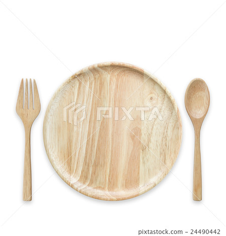 Top view bright empty wooden dish isolated on white. Saved with clipping path 24490442