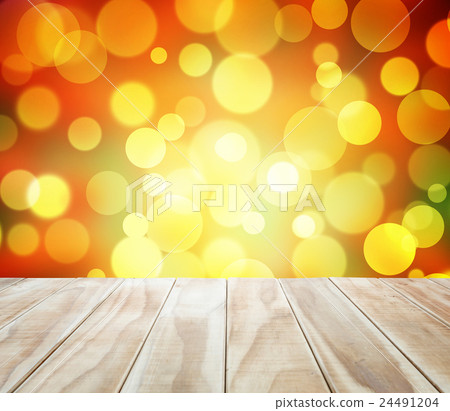 Empty top wooden table and abstract blurred bokeh 24491204