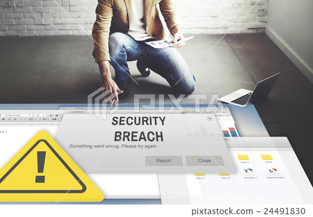 Security Breach Cyber Attack Computer Crime Password Concept Security Breach Cyber Attack Computer Crime Password Concept 24491830