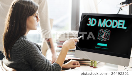 3D Three Dimensional Futuristic Display Modern Concept 3D Three Dimensional Futuristic Display Modern Concept 24492201