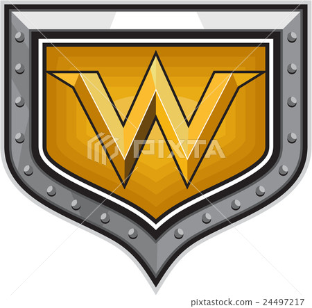 Gold Letter W Shield Retro Gold Letter W Shield Retro 24497217
