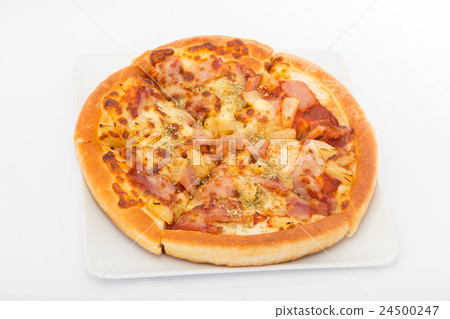 Hawaiian Pizza on White dish 24500247