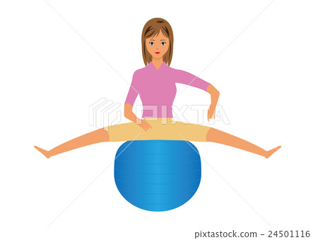 A woman riding a balance ball 24501116