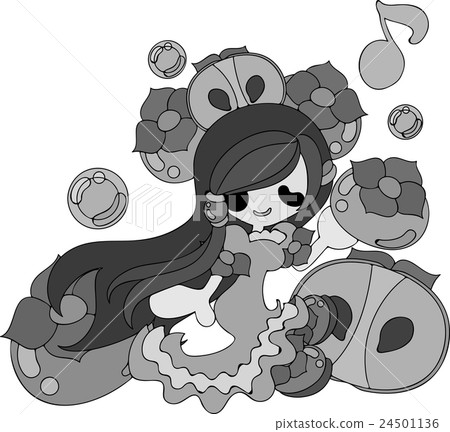 Illustration of a girl in a persimmon dress 24501136