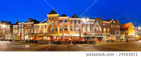 Markt square at night in Delft, Netherlands 24503651