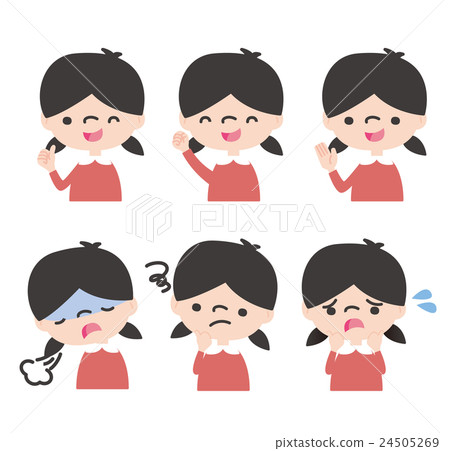 Girl's facial expression pattern [solid] - Stock Illustration [24505269 ...