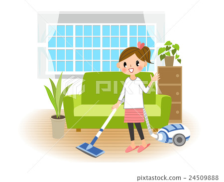 A woman cleaning a vacuum cleaner - Stock Illustration [24509888] - PIXTA