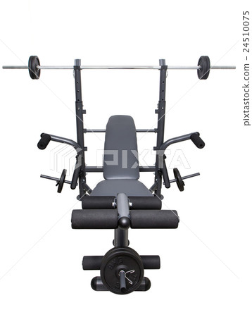 Barbells in a gym bar bells and rope at cross fit. Barbells in a gym bar bells and rope at cross fit. 24510075