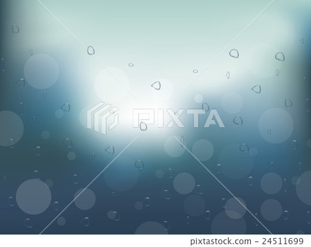 Realistic raindrops on window with bokeh, vector 24511699