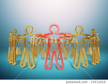 Circle of golden people joining together. 24512918