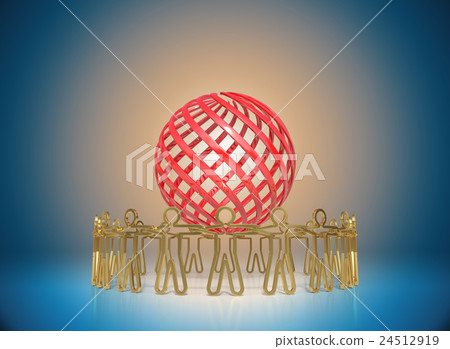 Circle of golden people standing around the globe. Circle of golden people standing around the globe. 24512919
