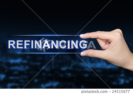 hand clicking refinancing button hand clicking refinancing button 24515877