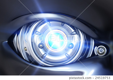 Cyber eye close up with shining light Cyber eye close up with shining light 24519753