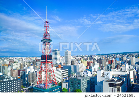 札幌的城鎮景觀札幌電視塔 札幌的城鎮景觀札幌電視塔 24521693