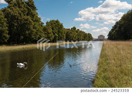 Pond and swan in Nymphenburg palace Munich 24523359