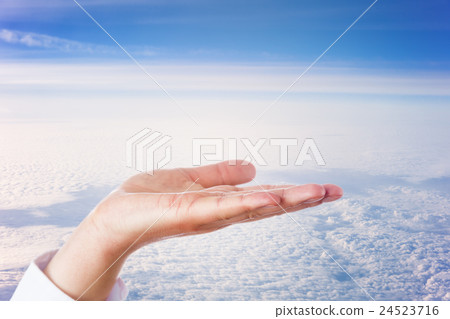 Open Palm Of Hand High Above The Clouds Open Palm Of Hand High Above The Clouds 24523716
