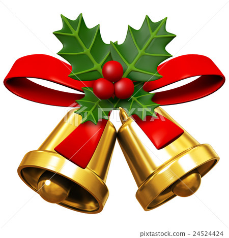 Red Wrapping Ribbon With Christmas Bells And Holly Stock Illustration -  Download Image Now - Beauty, Bell, Bell Tower - Tower - iStock