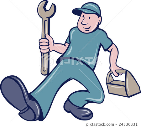 Mechanic Spanner Foot Forward Cartoon Mechanic Spanner Foot Forward Cartoon 24530331