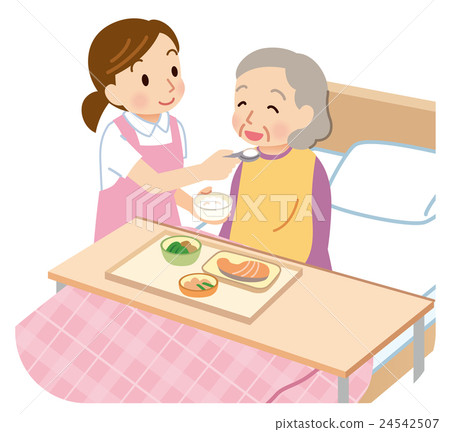 Nursing care meal Senior and helper - Stock Illustration [24542507] - PIXTA