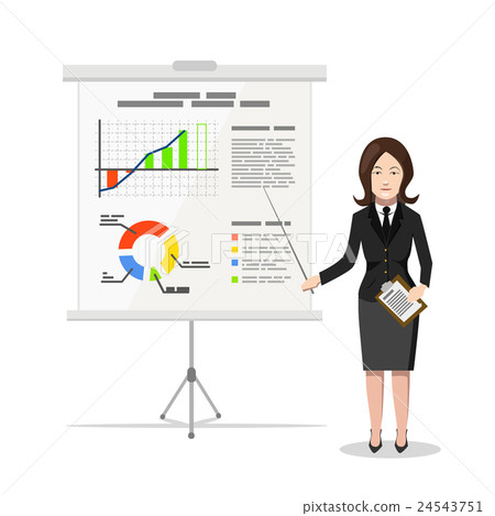 Business Woman pointing on the chart of finance 24543751