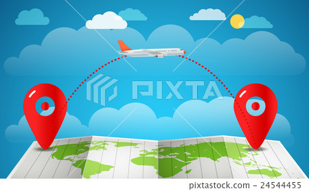 Flying aircraft vacation concept. Flat design Flying aircraft vacation concept. Flat design 24544455