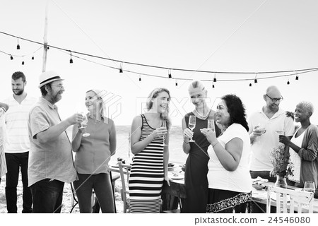Group Diverse People Dinner Party Outdoors Concept 24546080