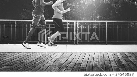 Couple Exercise Wearing Happiness Healthy Concept Couple Exercise Wearing Happiness Healthy Concept 24546087