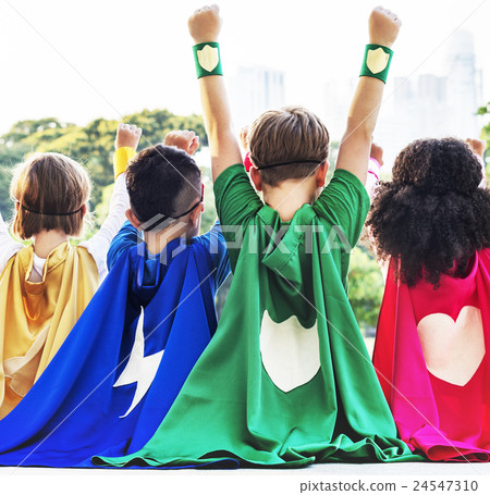Superheroes Kids Friends Playing Togetherness Fun Concept Superheroes Kids Friends Playing Togetherness Fun Concept 24547310